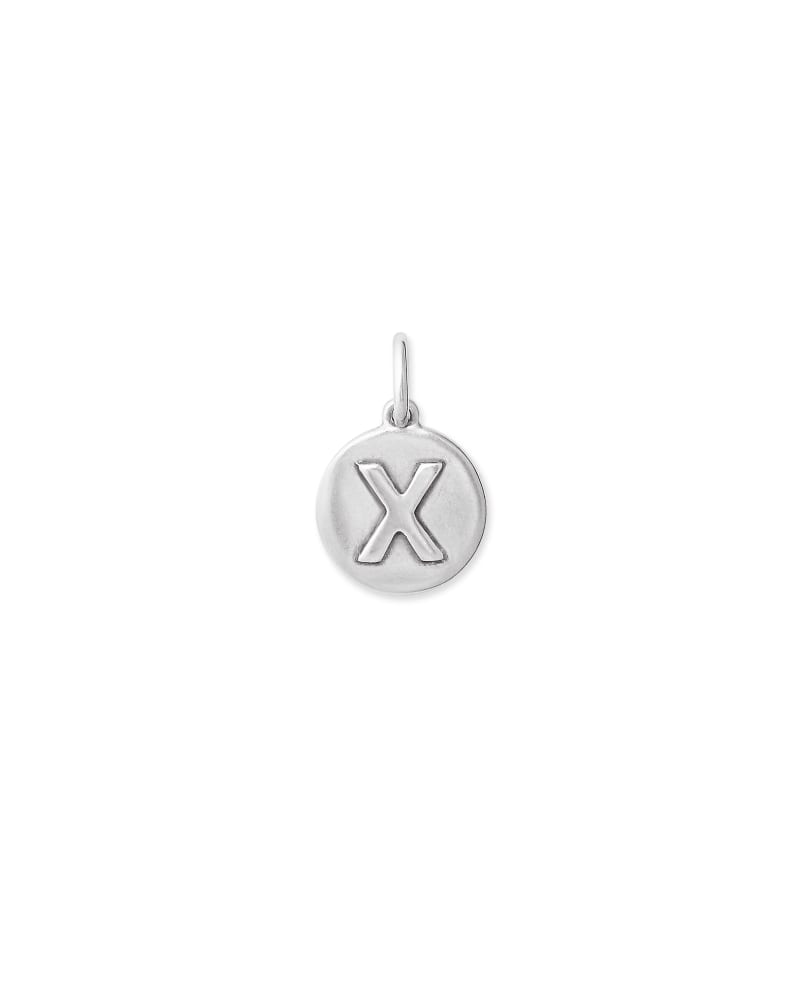 Letter X Coin Charm in Oxidized Sterling Silver image number 0